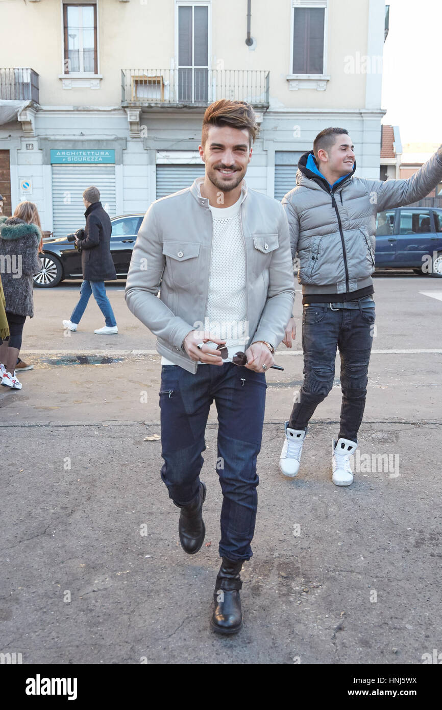 Mailand - Januar 14: Mariano di Vaio vor Diesel Black Gold-Modenschau ...