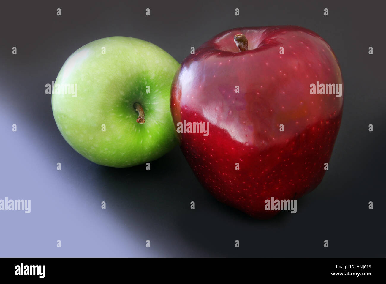 Nahaufnahme Bild von roten und grünen Apfel Stockfoto