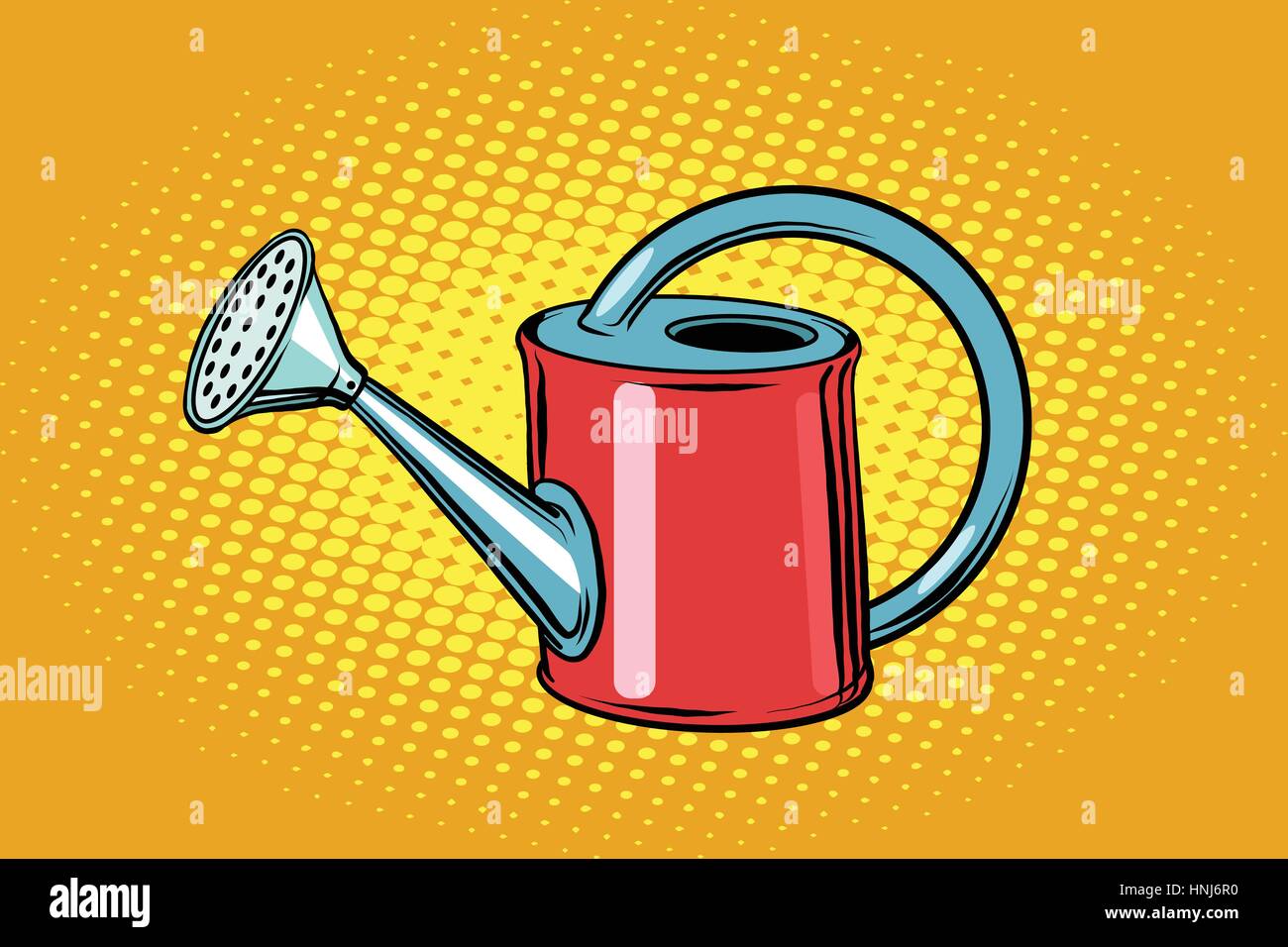 Garten Gießkanne für Pflanzen. Vintage Pop Art Retro-Vektor. Ökologie und Gartenbau Stock Vektor