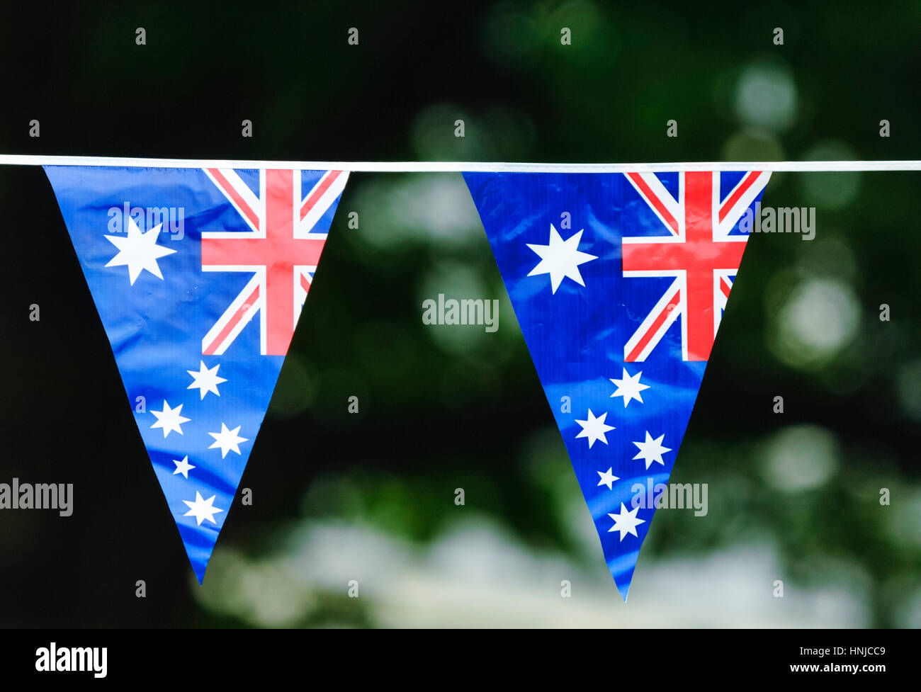 Ammern der australischen Flagge angezeigt am Australia Day, Berrima, New-South.Wales, Australien Stockfoto