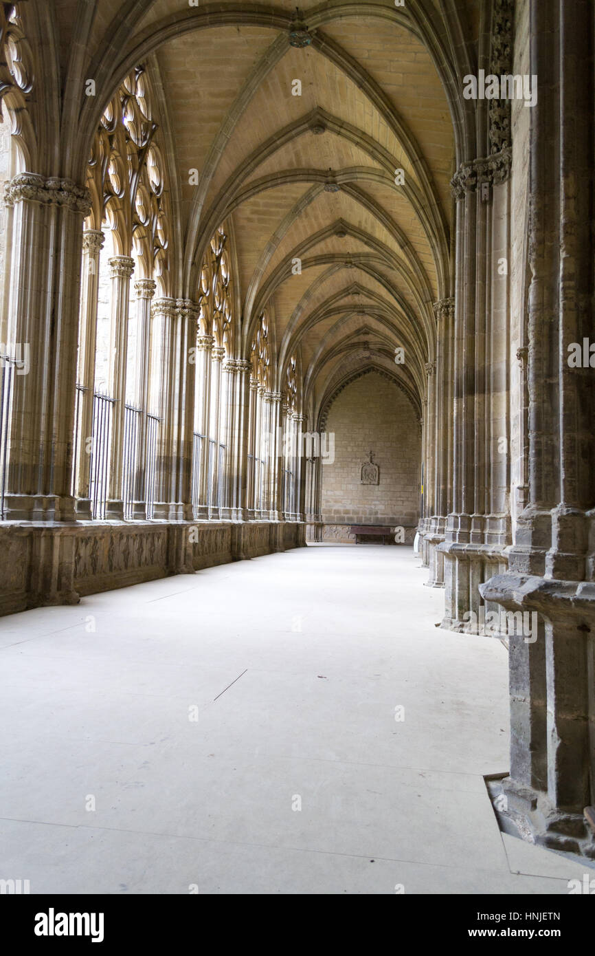 Die gotische Kathedrale von Royal Saint Mary in Pamplona stammt aus dem 15. Jahrhundert Stockfoto