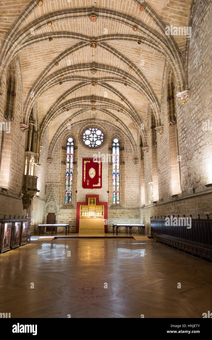 Die gotische Kathedrale von Royal Saint Mary in Pamplona stammt aus dem 15. Jahrhundert Stockfoto