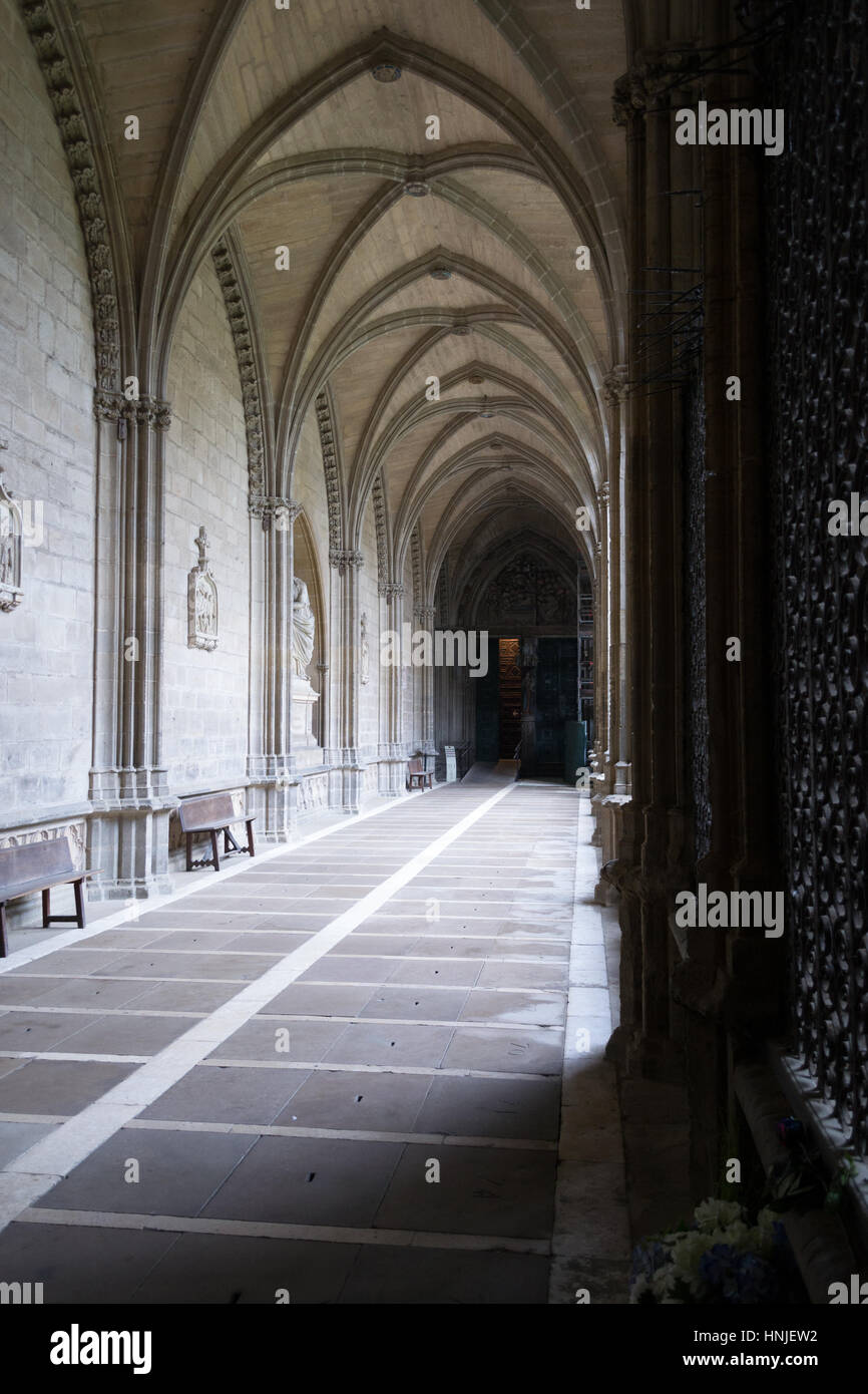 Die gotische Kathedrale von Royal Saint Mary in Pamplona stammt aus dem 15. Jahrhundert Stockfoto