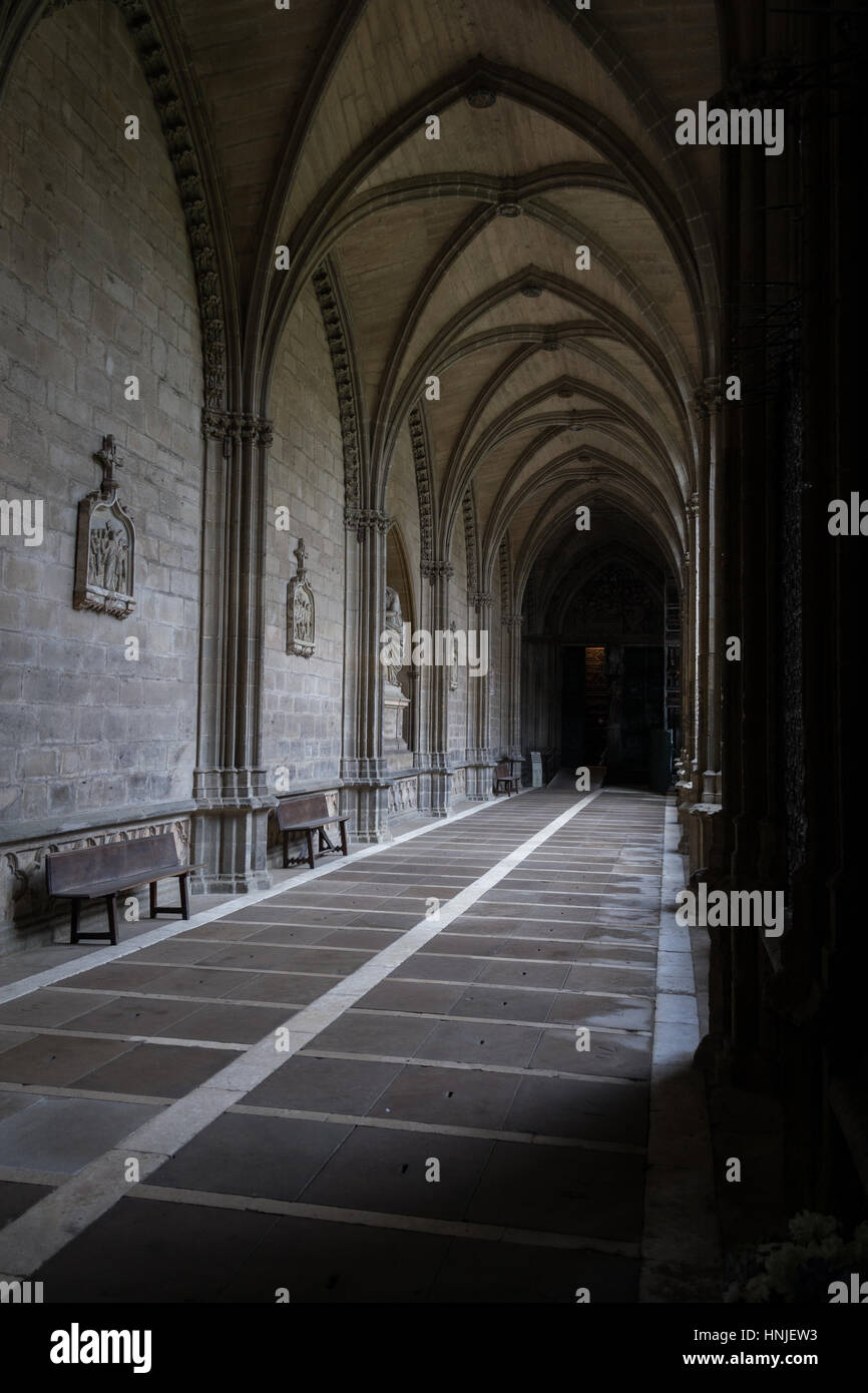 Die gotische Kathedrale von Royal Saint Mary in Pamplona stammt aus dem 15. Jahrhundert Stockfoto