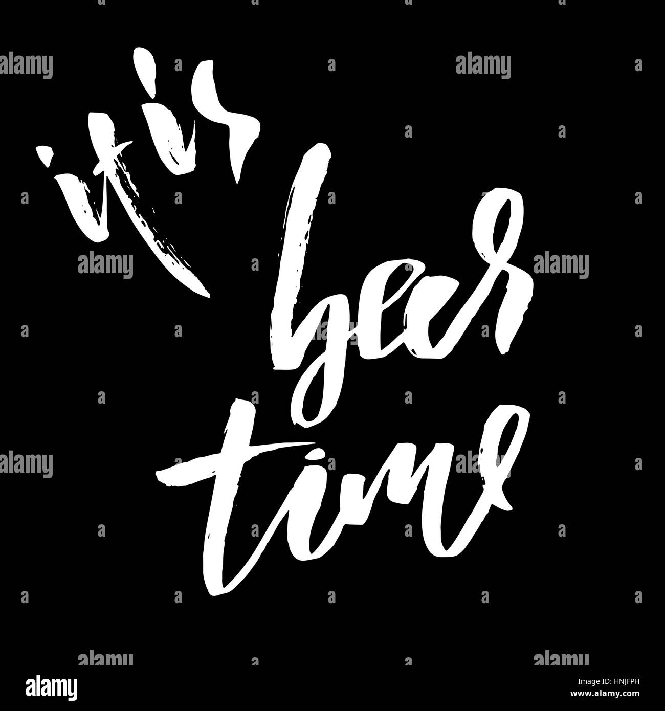 Es ist Zeit, Bier. Hand-Schriftzug typografische Poster. Monochrome Vektorgrafiken. Handschriftliche Inschrift. Stock Vektor
