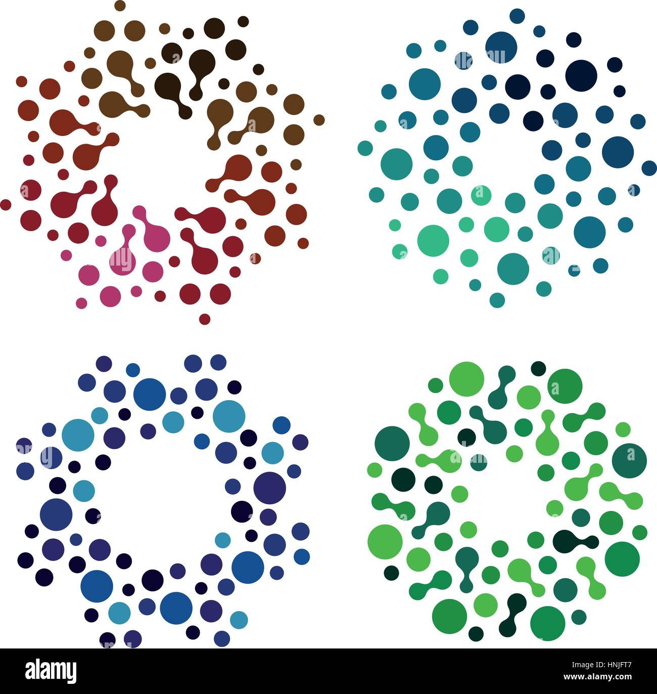 Bunte Runde Form Logos isoliert abstrakt festgelegt, dekorative Elemente auf weißem Hintergrund-Vektor-illustration Stock Vektor