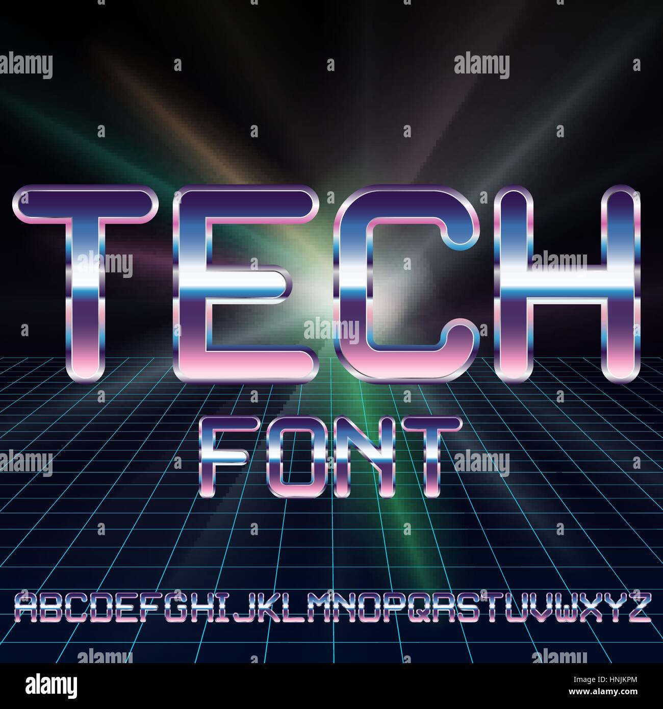 Sci-Fi-Retro-Schriftart Stock Vektor