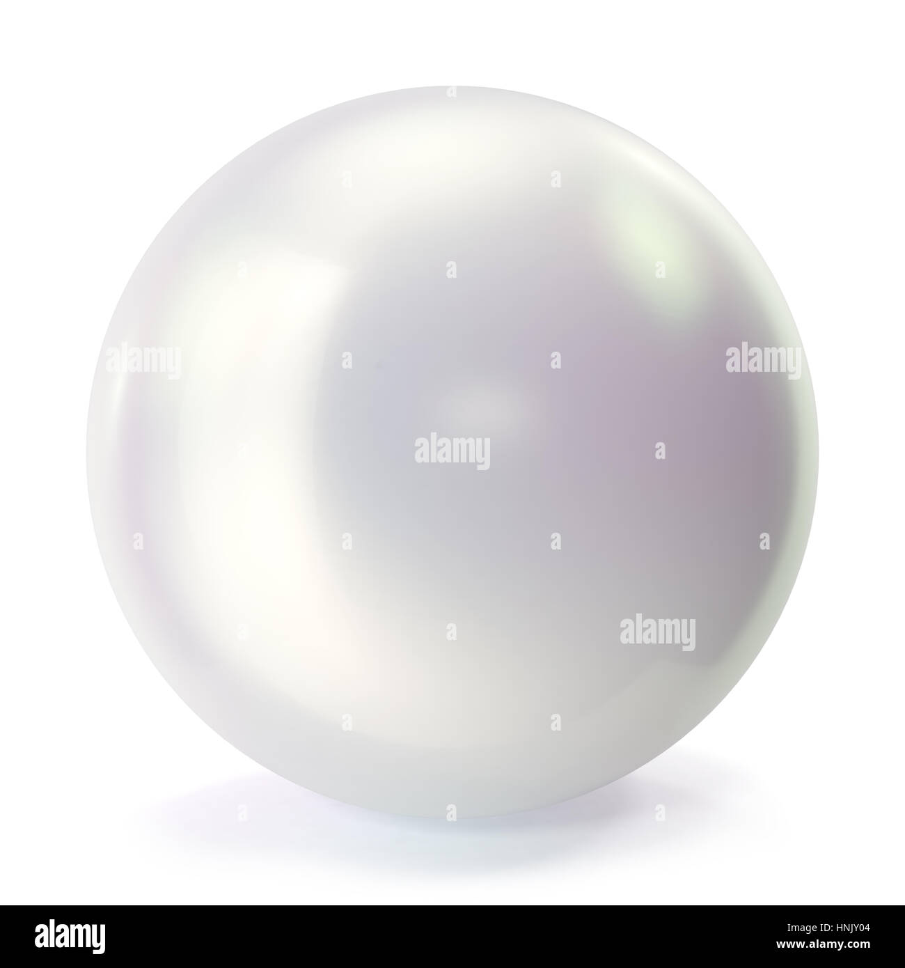 Pearl auf weißen Backgorund isoliert. Oyster pearl Ball für Luxus-Accessoires. Kugel Perle, glänzenden Meer 3D-Rendering Stockfoto