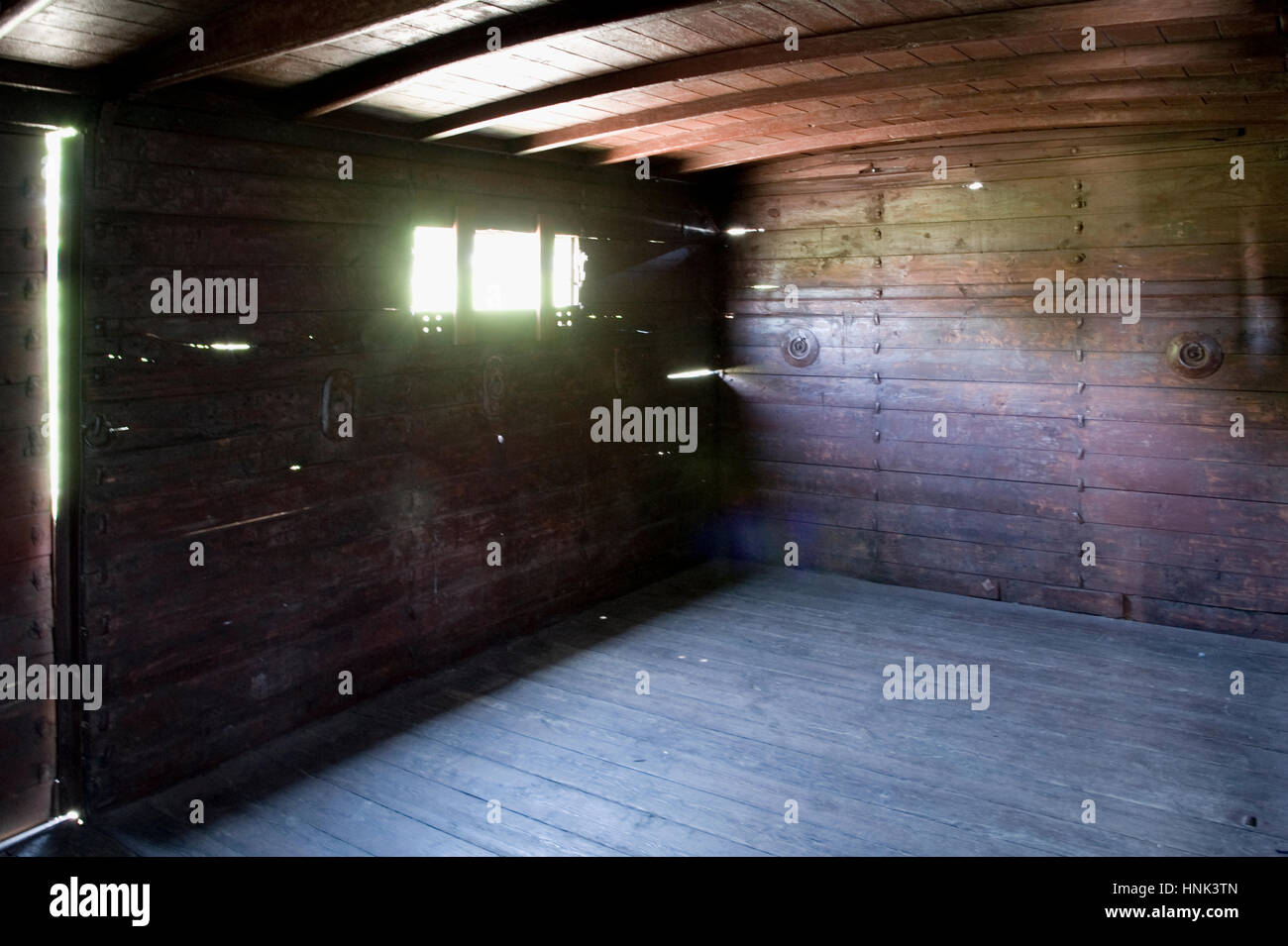 Europa, Polen, Lodz, Gedenkstätte Radegast Station, wo die Juden aus dem Ghetto Deportation in unterschiedlicher Konzentration Lager waren. Waggon für den transpo Stockfoto
