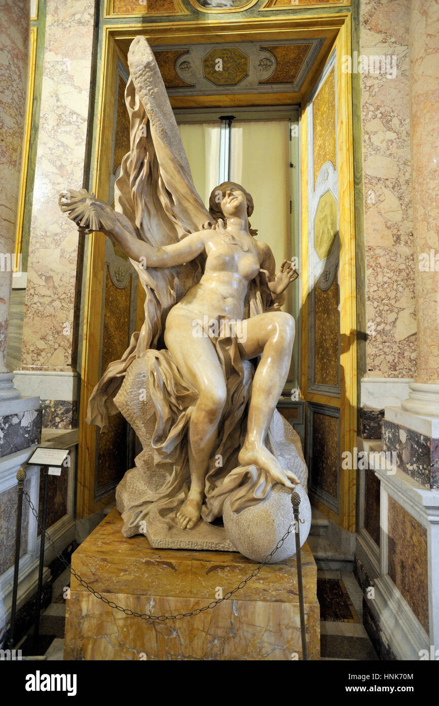 Italien, Rom, Galleria Borghese, Gian Lorenzo Bernini, Marmorstatue der Wahrheit enthüllt durch die Zeit (1646-1652) Stockfoto