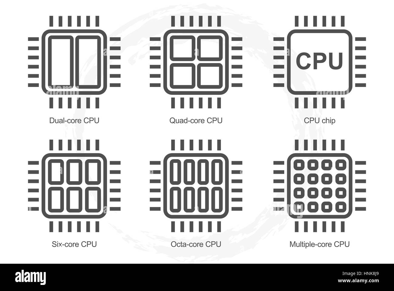 Computer-Prozessor-Icon-Set Stock Vektor