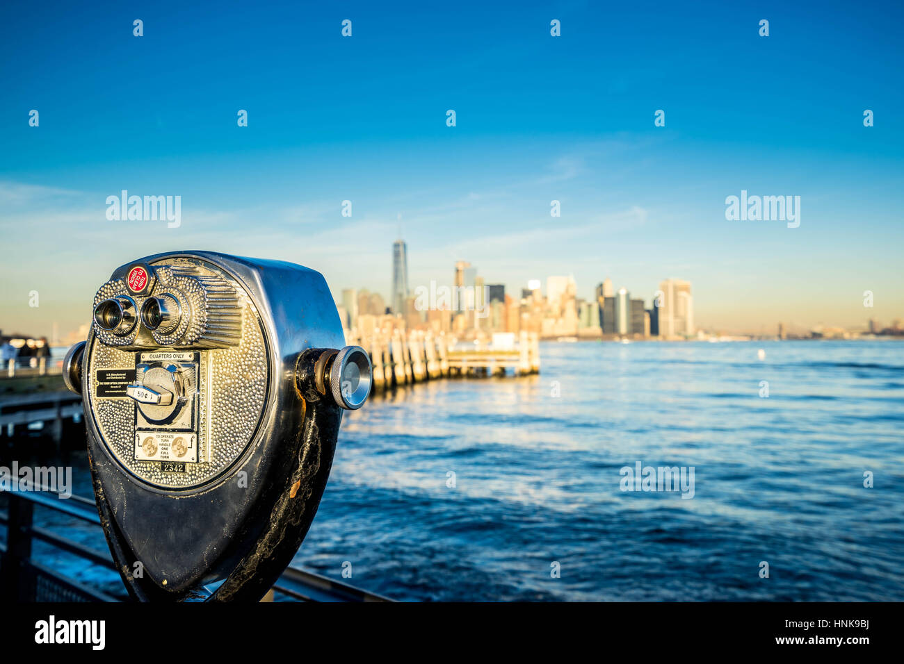 New York City Blick von Liberty Island Stockfoto