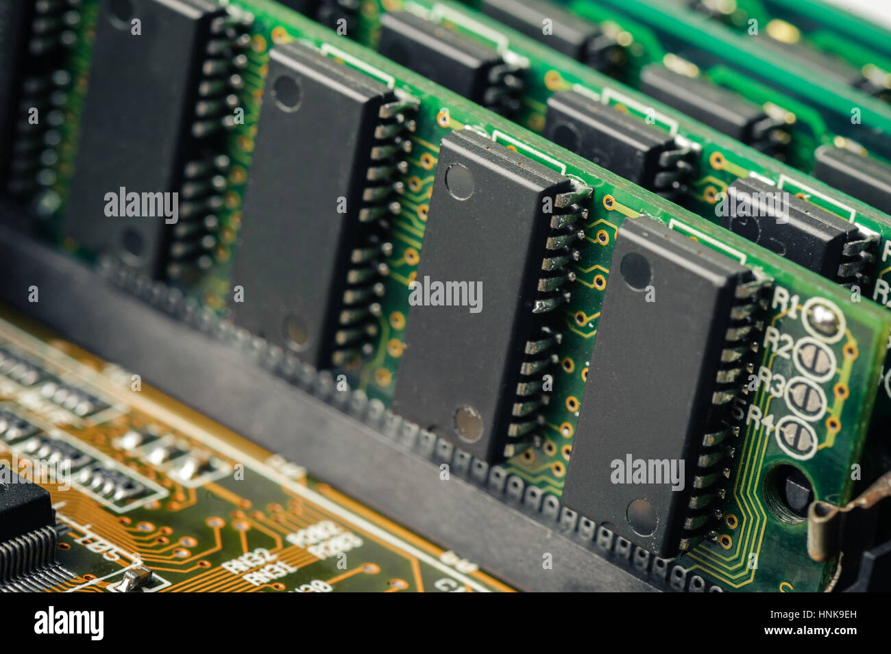 Closeup SIMM 72-polige RAM auf motherboard Stockfoto