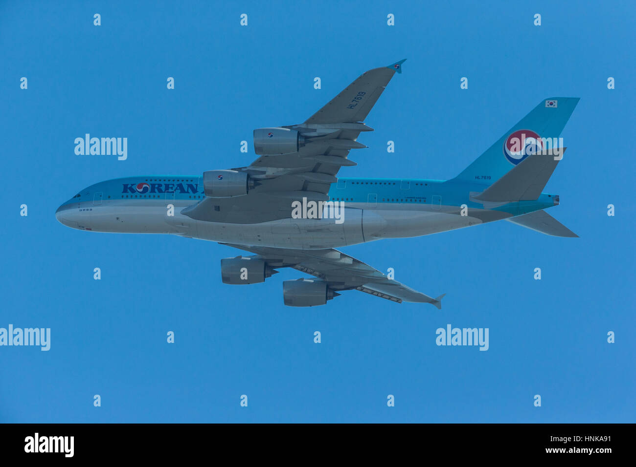 Korean Airlines Airbus A380-861 HL7619 fliegen Stockfoto