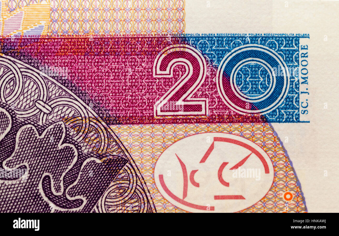 Polnische Banknoten, close-up Stockfoto