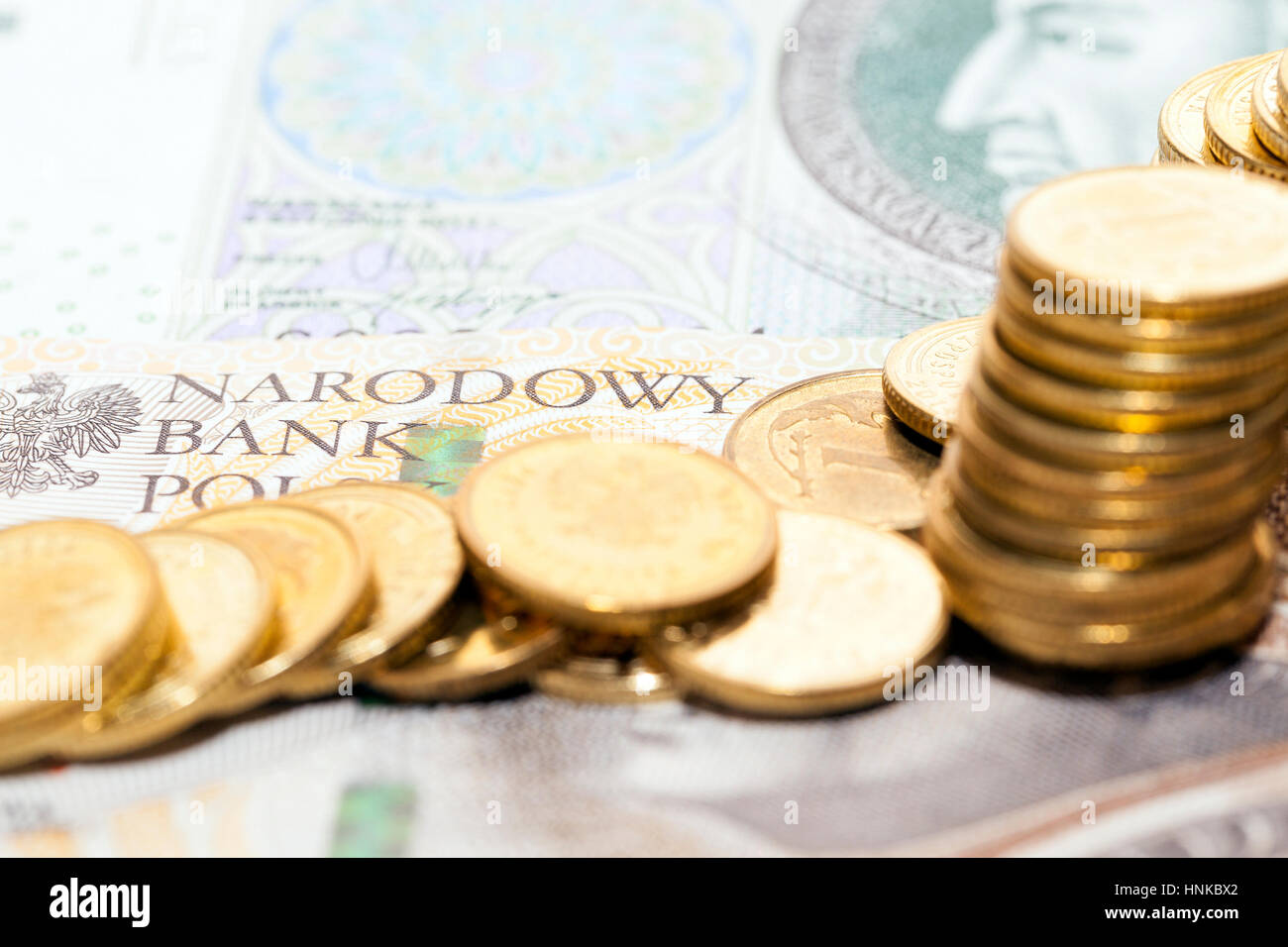 Polnische Banknoten, close-up Stockfoto