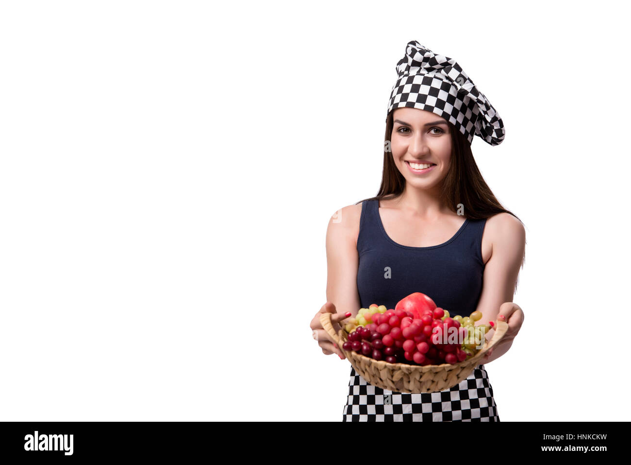 Junge Frau Kochen isolierten auf weißen Hintergrund Stockfoto