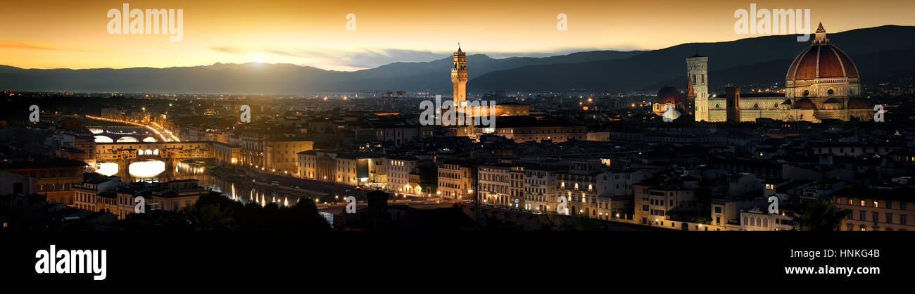 Panorama von Florenz am Abend, Italien Stockfoto