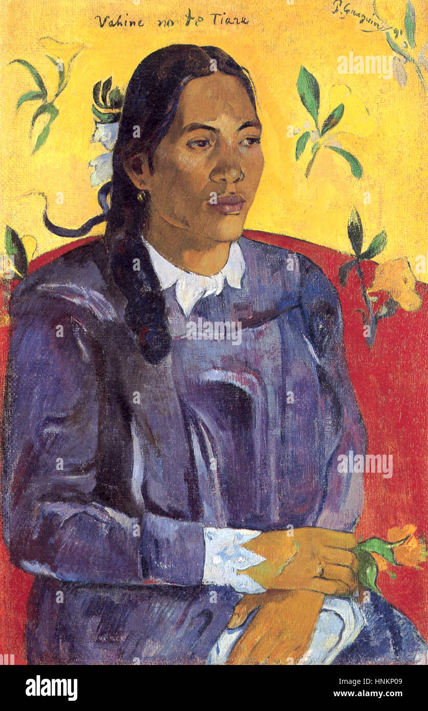 Koffer ohne Te Tiare (Frau mit einer Blume), Paul Gauguin 1891 Stockfoto