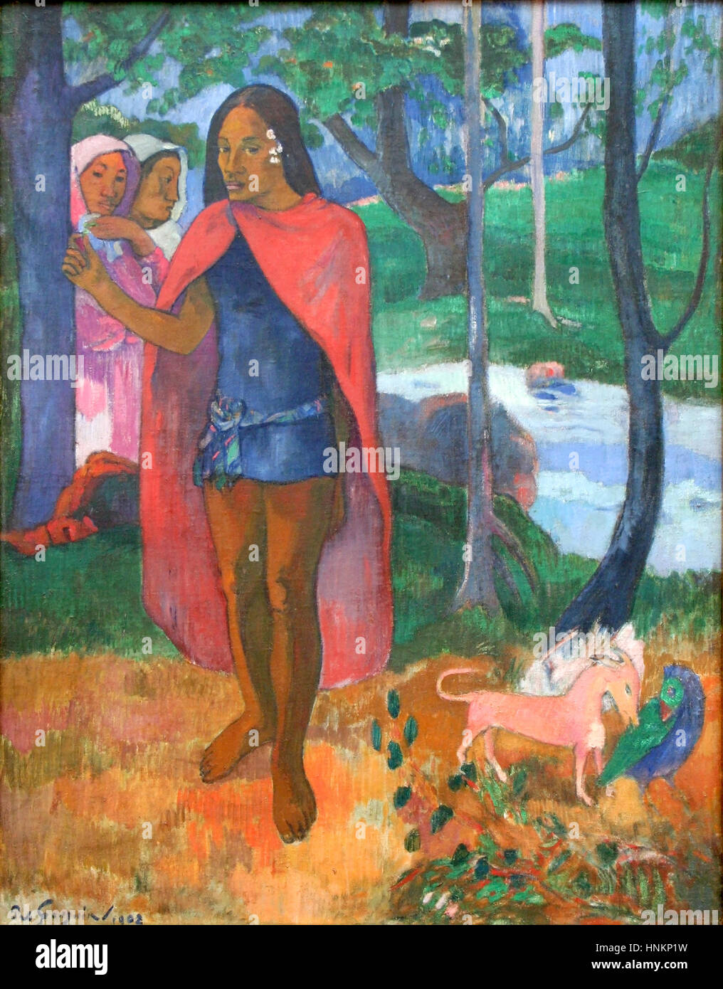 Le Sorcier d'Hiva Oa (Marquesan Mann in einem roten Umhang) von Paul Gauguin 1902 Stockfoto