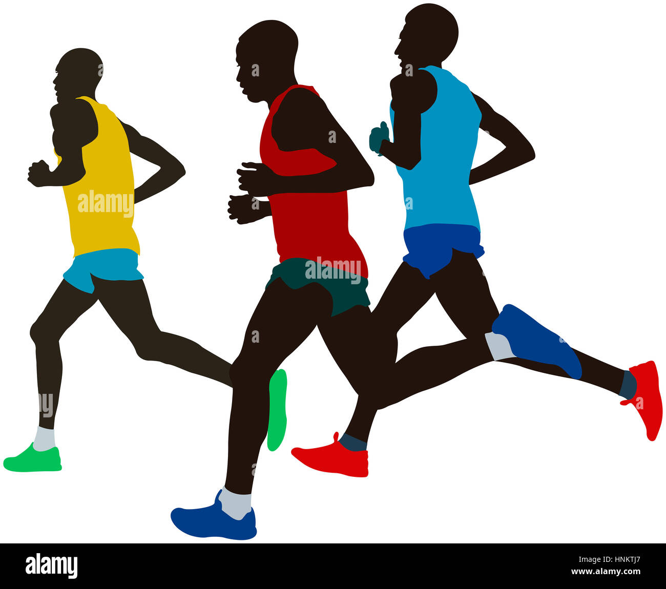 führende Gruppe-Läufer-Athleten laufen Marathon-Vektor-illustration Stockfoto