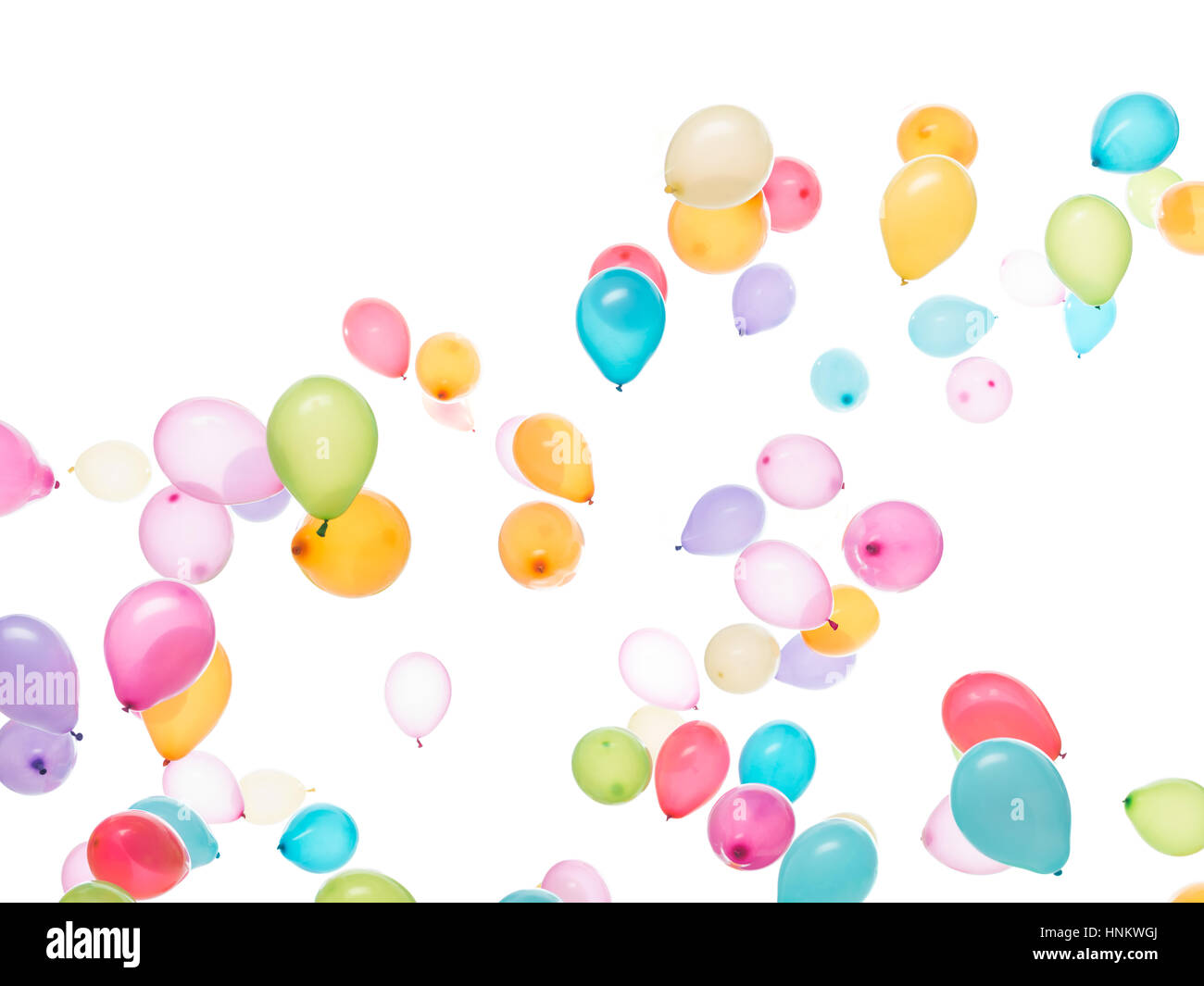 weißer Hintergrund viele bunte Luftballons Stockfotografie Alamy