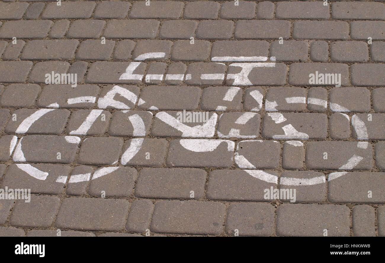 Motorrad anmelden Ziegel Bürgersteig Stockfoto