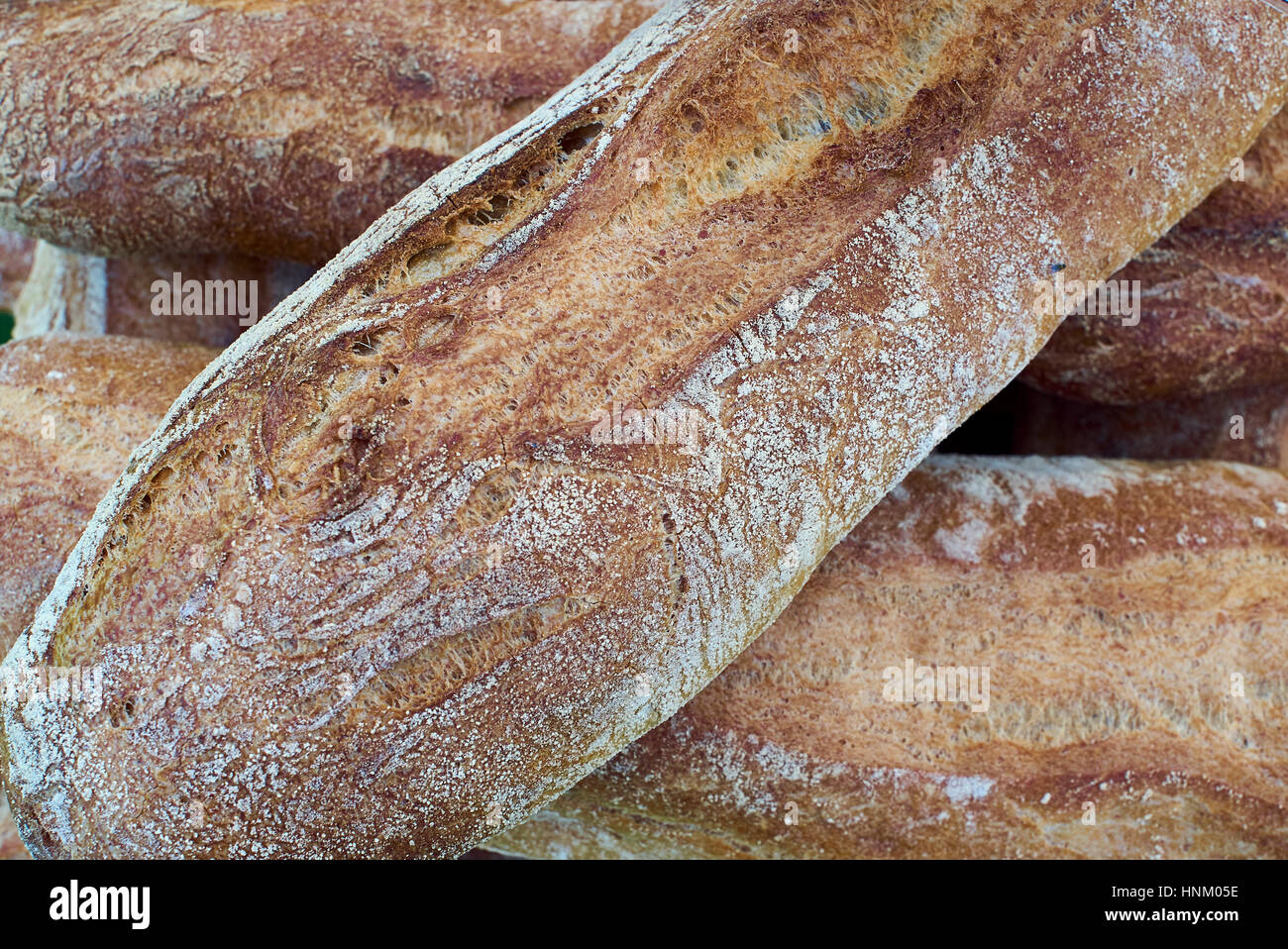 Artisan Brot Brote in Nahaufnahme Stockfoto