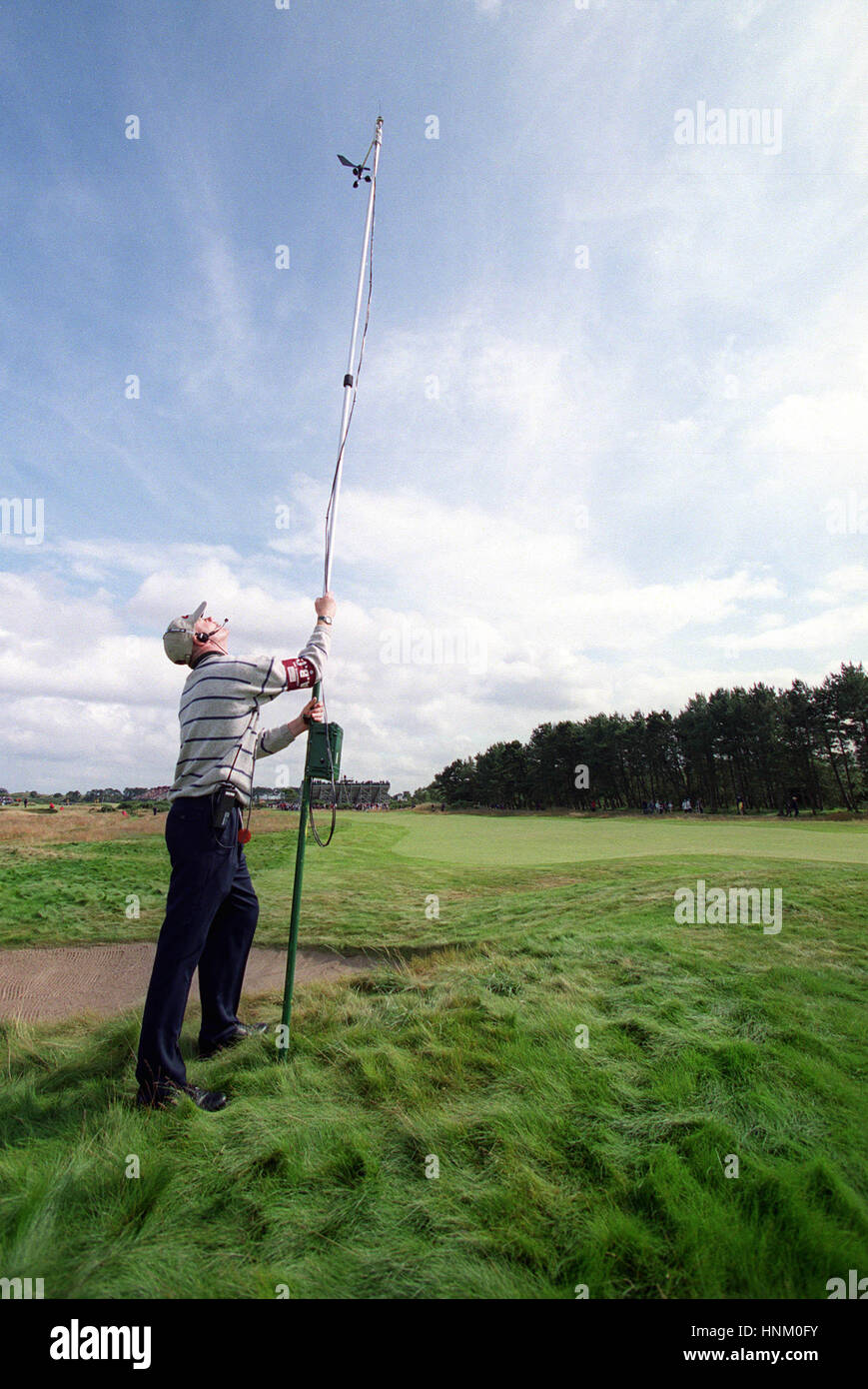 MESSENDE Windgeschwindigkeit auf Platz BRITISH OPEN CARNOUSTIE 17. Juli 1999 Stockfoto