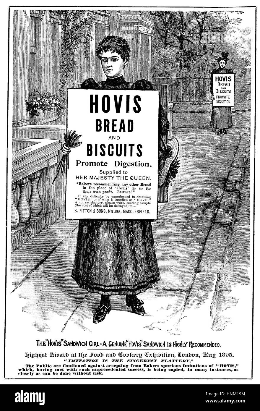 1895, britische Werbung für Hovis Brot und Gebäck Stockfoto