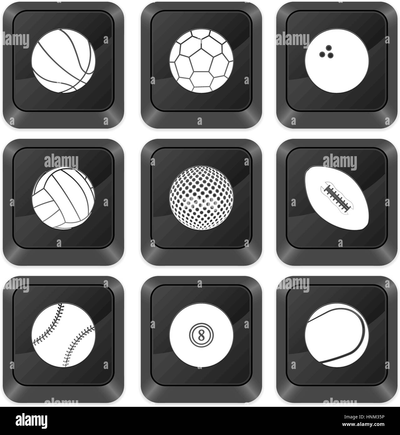 Computer-Tasten Sport isoliert auf einem weißen Hintergrund. Vektor-Illustration. Stock Vektor