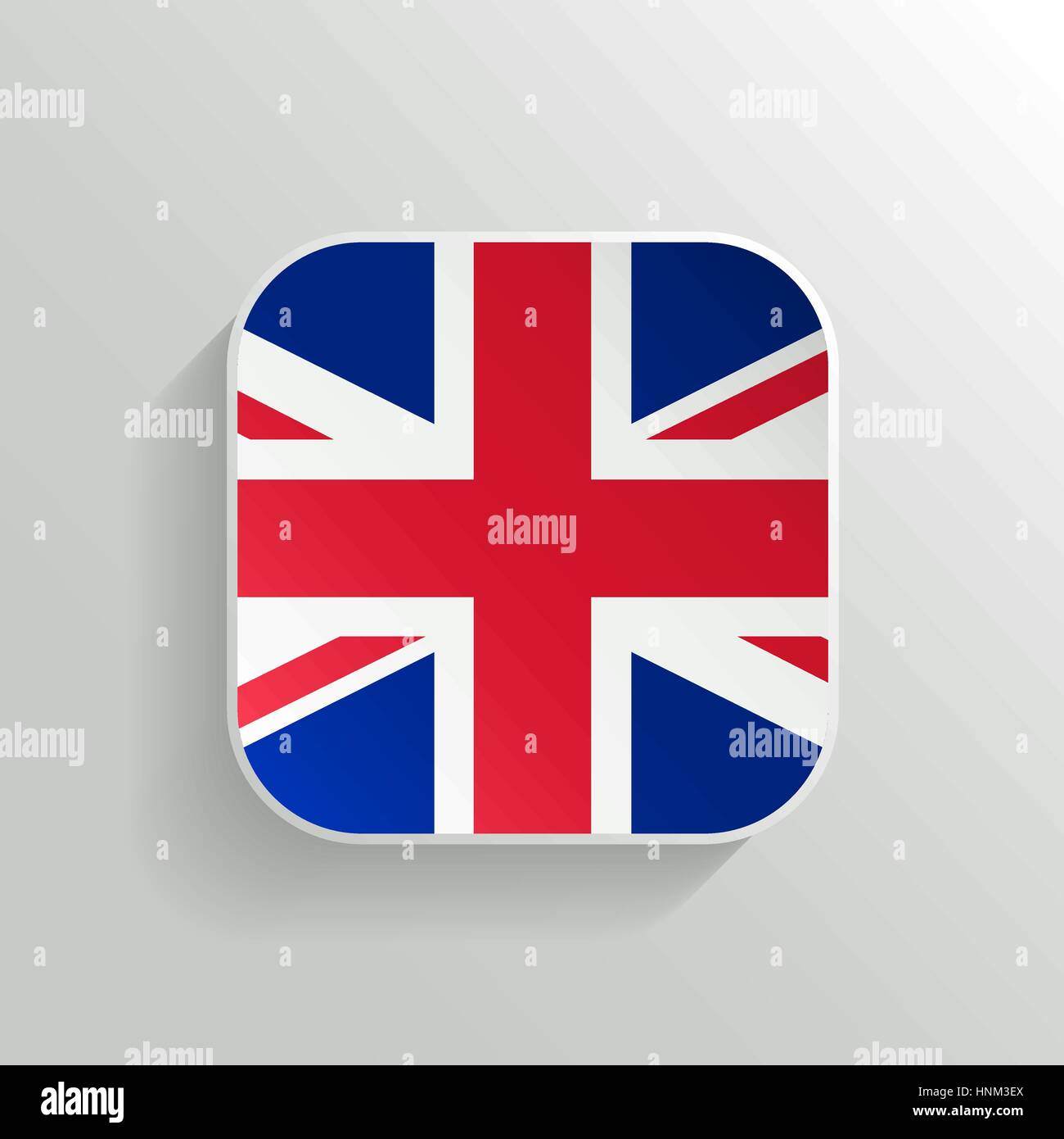 Schaltfläche "Vektor" - Vereinigtes Königreich Flaggensymbol auf weißem Hintergrund Stock Vektor