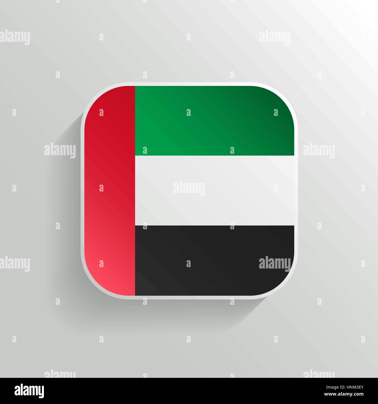 Schaltfläche "Vektor" - Vereinigte Arabische Emirate Flaggensymbol auf weißem Hintergrund Stock Vektor