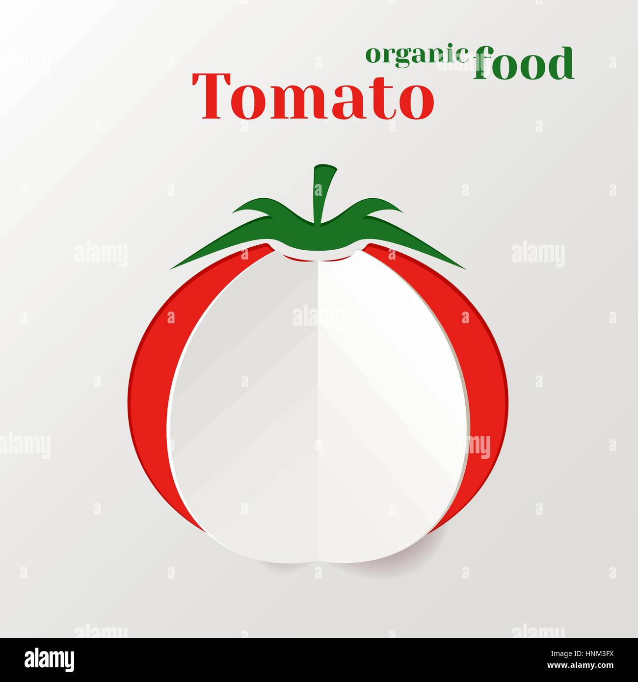 Abstract Vector Background mit Papier Tomate, Konzept-Bio-Lebensmittel Stock Vektor
