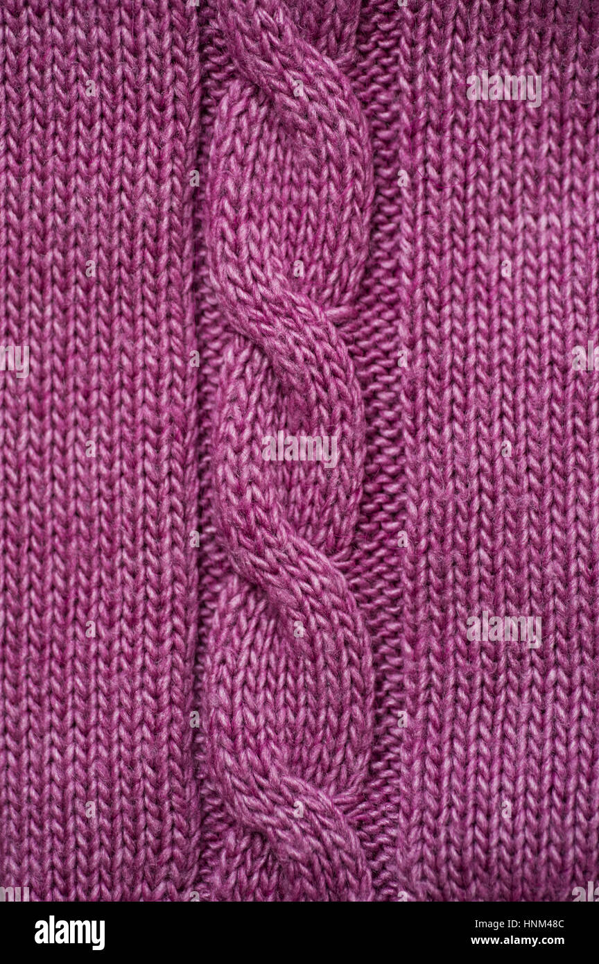 Textur der lila Gestrick für den Hintergrund Stockfoto