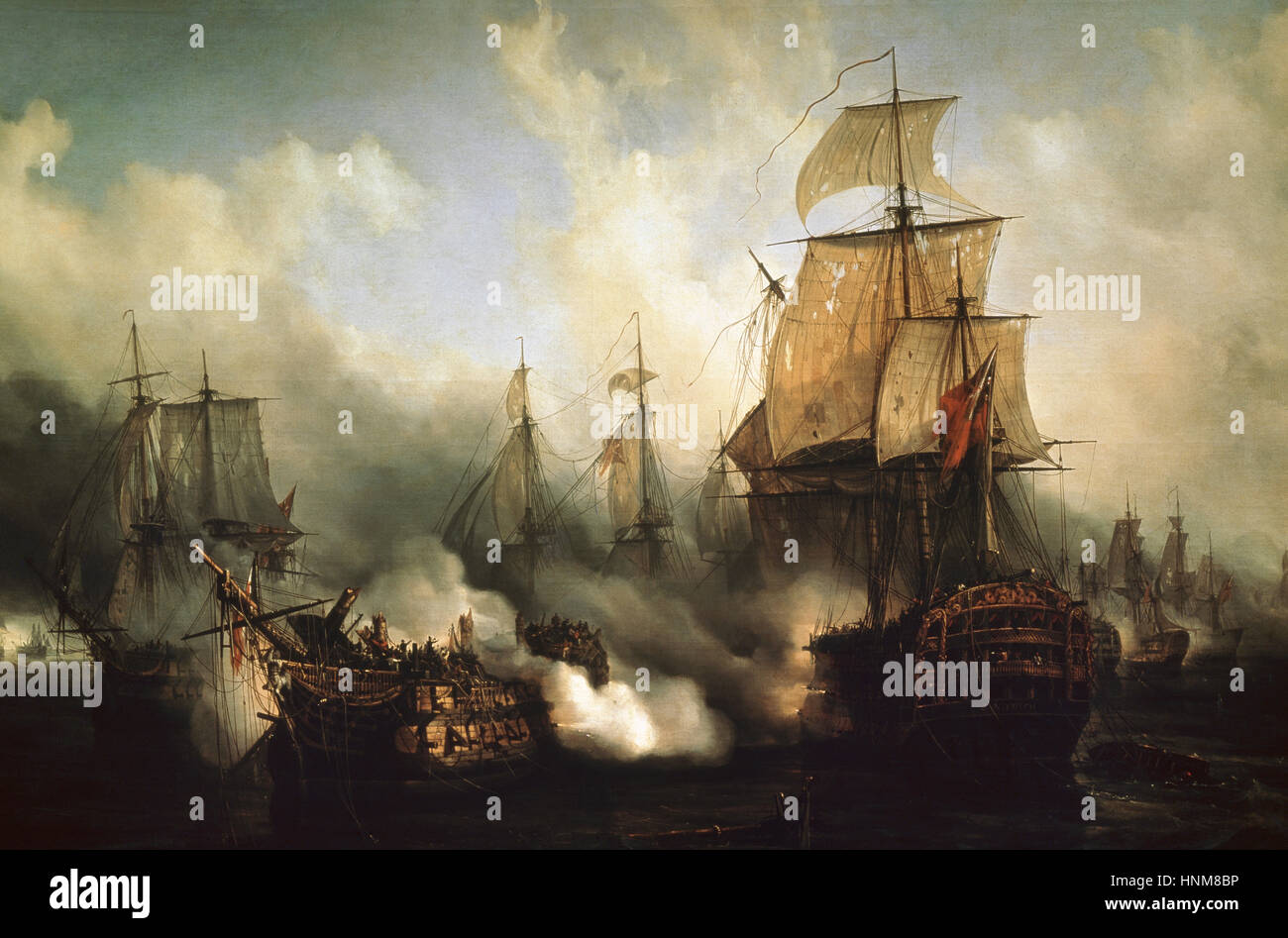 Auguste Etienne Francois Mayer (1805-1890). Französischer Maler. Die Redoutable bei Trafalgar, 21. Oktober 1805. Öl auf Leinwand. Musée De La Marine, Paris, Frankreich. Stockfoto