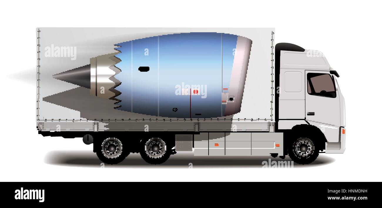 Schnelle Lieferung-Konzept - Logistik LKW mit Jet-engine Stock Vektor