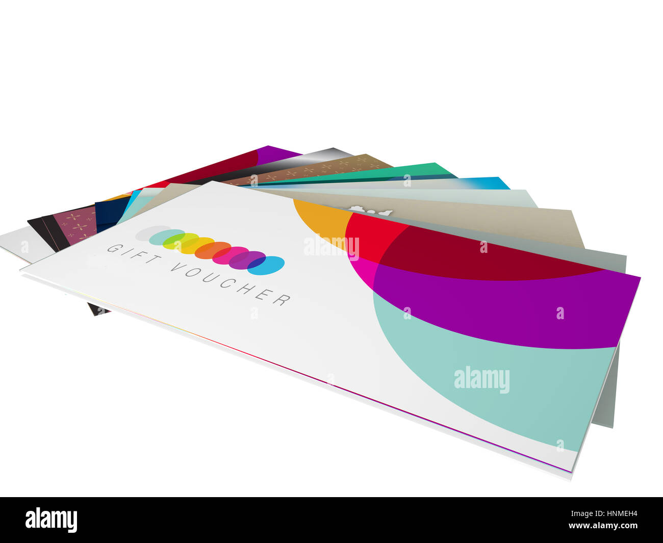 3D Render aus einer Reihe von Designs für Geschenk-Gutscheine Stockfoto