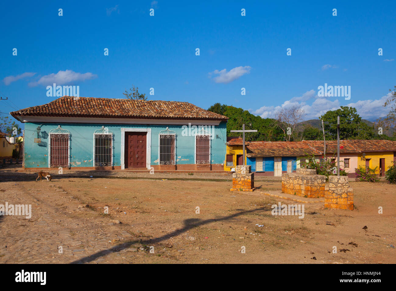 Trinidad, Kuba - 29. Januar 2017: die typischen alten kolonialen Platz in Trinidad, Kuba. (UNESCO Weltkulturerbe) Stockfoto
