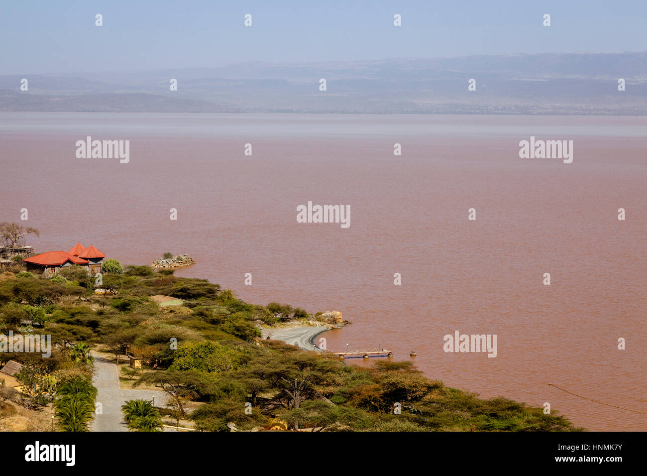 Einen erhöhten Blick auf Lake Langano, Oromia Region, Äthiopien Stockfoto