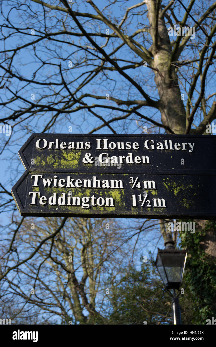 Anzeichen für Orleans Haus Galerie und Garten, und Twickenham Teddington, in Twickenham, Middlesex, england Stockfoto