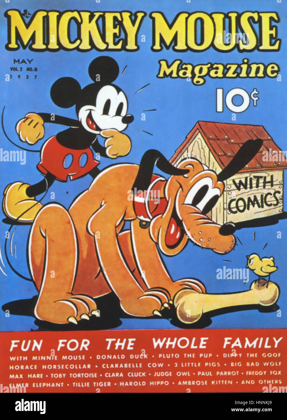 AMERIKANISCHE MICKEY Maus Magazin Mai 1936, herausgegeben von der Walt Disney Company Stockfoto