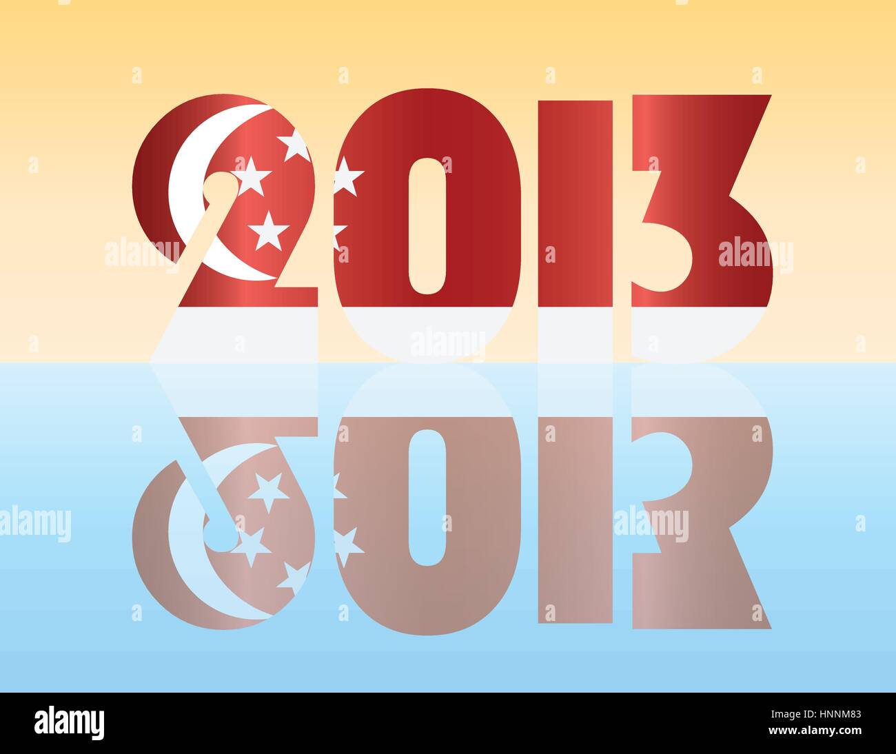 Happy New Year 2013 Silhouette mit Singapur Flagge Illustration Stock Vektor