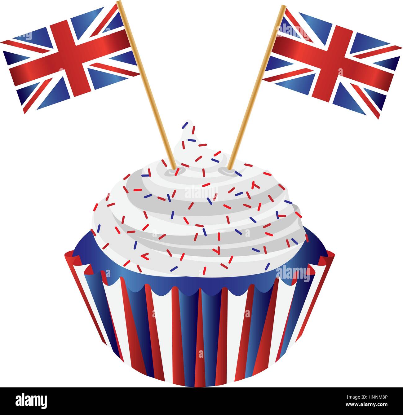 Vereinigtes Königreich-England-Cupcake mit Union Jack-Flaggen-Illustration Stock Vektor