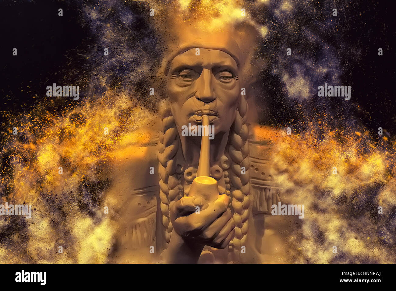 Der echte Magie-Indianer. Sehr abstrakten Hintergrund. Stockfoto