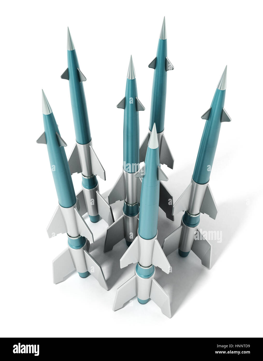 Raketen isoliert auf weißem Hintergrund. 3D Illustration. Stockfoto