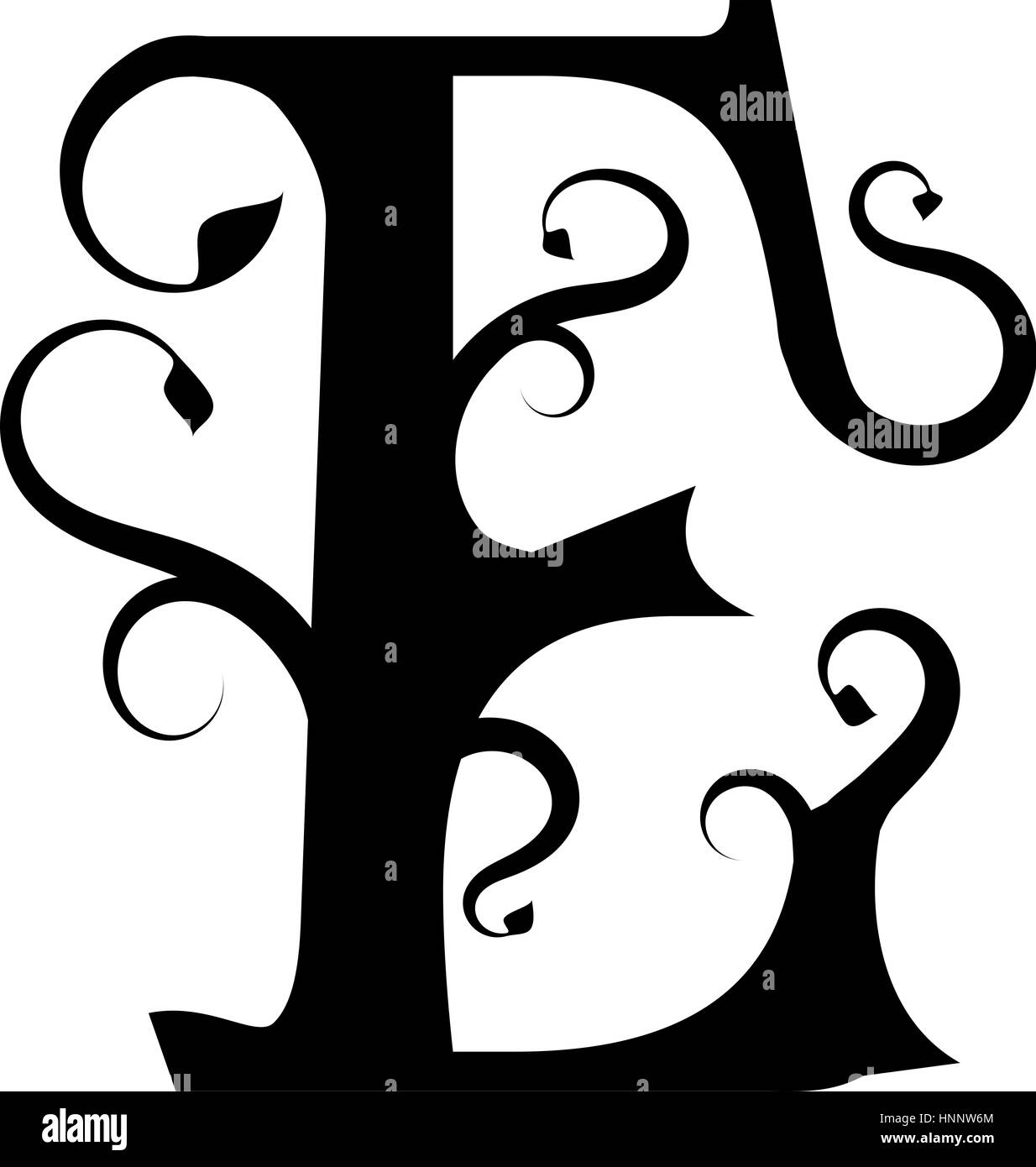 Vektor-Illustration des Buchstabens E auf weißem Hintergrund Stockfoto