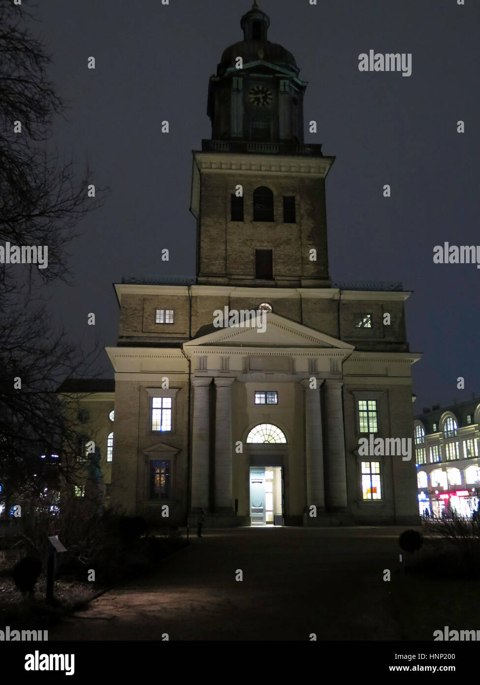 eine große Kathedrale in Gothenburg Stadt in die nigth Stockfoto