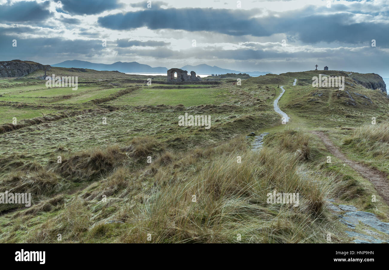Ansicht von Llanddwyn Island, Anglesey Stockfoto
