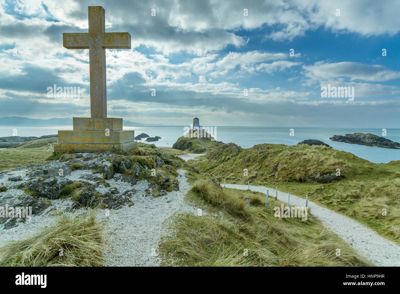 Ansicht von Llanddwyn Island, Anglesey Stockfoto